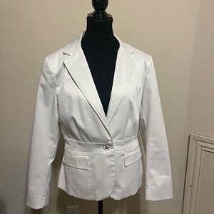 New York & Company White Tailored Blazer